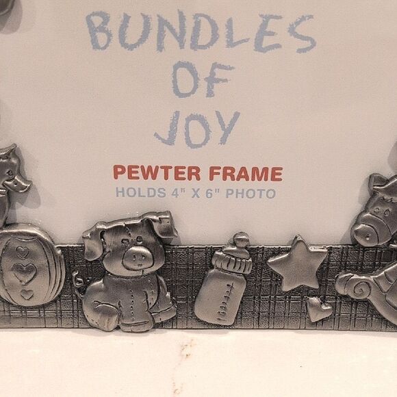 Papel Giftware "Bundles of Joy" Pewter Baby Photo Picture Frame Vintage - Picture 5 of 11